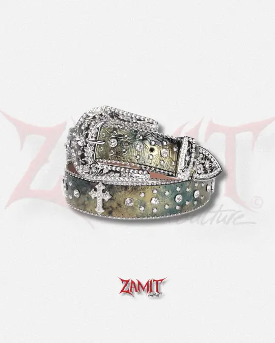 cinto y2k verde cravejado